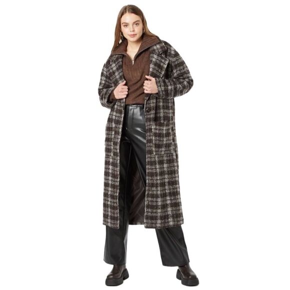 COTTON ON Long Oversized Plaid Coat Size L (AS IS) - Picture 1 of 16
